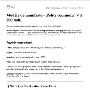 Modèle de manifeste – Petite commune (< 5 000 hab.)
